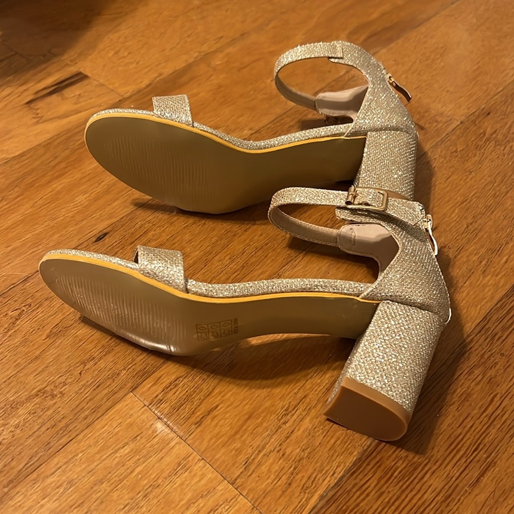 Glitter Chunky Ankle Strap Sandals - Picture 2 of 7